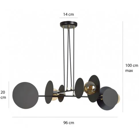 Wymiary czarnej lampy wiszącej D027-Tavon