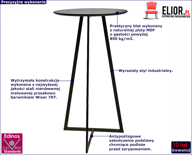 Produkt Wysoki stolik metalowy Gimi - Czarny