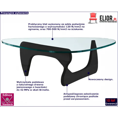 Nowoczesny czarny stolik kawowy Tabiso