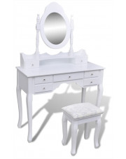 Biała toaletka z lustrem i krzesłem - Algare w sklepie Edinos.pl