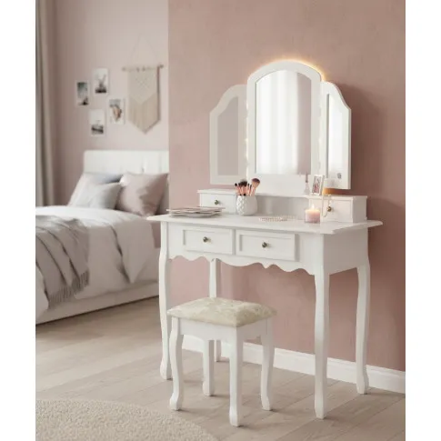 Biała toaletka ze stołkiem   Amber