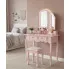 Różowa toaletka do makijażu ze stołkiem   Amber