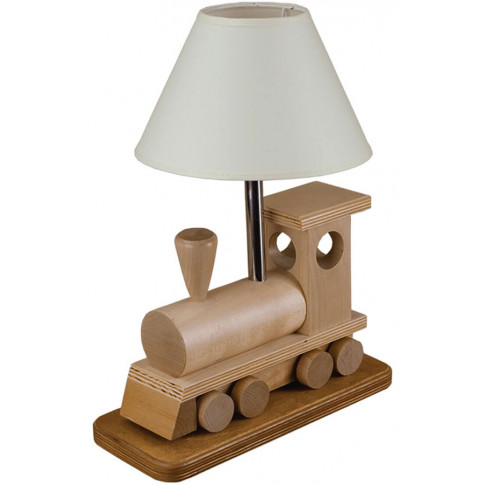 Drewniana lampka dziecięca z abażurem lokomotywa S189-Skarlet