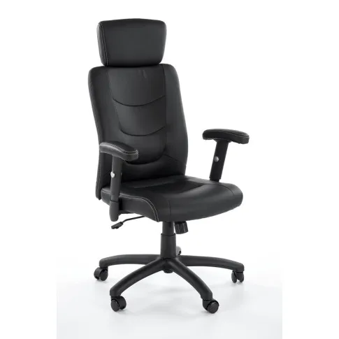 Zdjęcie produktu Czarny fotel obrotowy z zagłówkiem - Velesso.