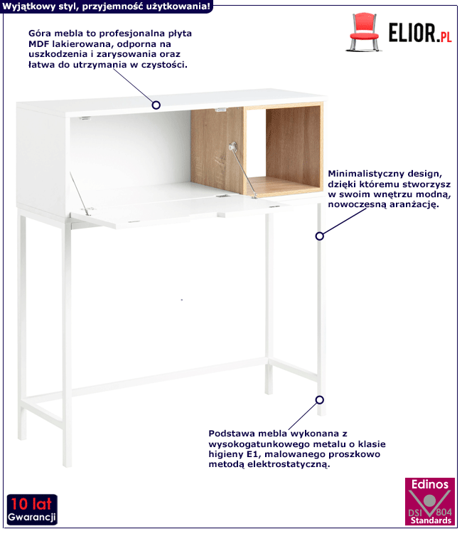 Skandynawski sekretarzyk Emodi - zgrabny