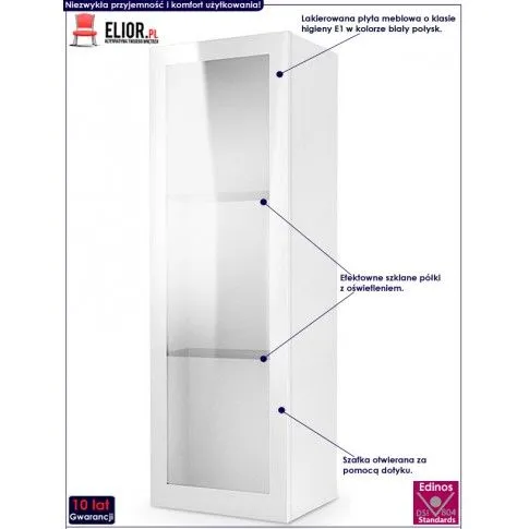 Fotografia Wisząca witryna z oświetleniem Vitoria 10X - biały połysk z kategorii Komody