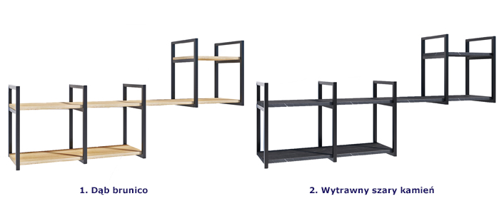 Dostępne wersje kolorystyczne modułowej półki ściennej Zewa 9X