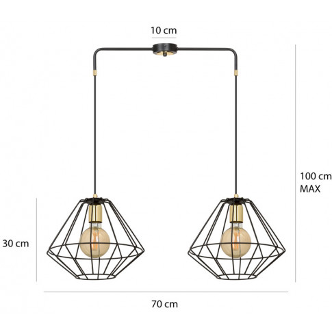 Wymiary nowoczesnej metalowej lampy wiszącej D049-Nadis