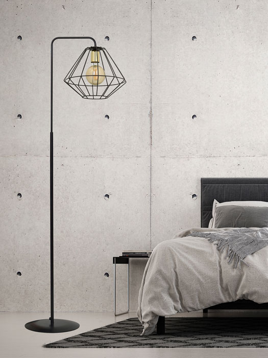 Czarna designerska lampa podłogowa do salonu D051-Beli