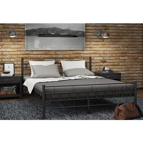 Fotografia Łóżko metalowe czarne Dexos 180x200 z kategorii Łóżka i materace