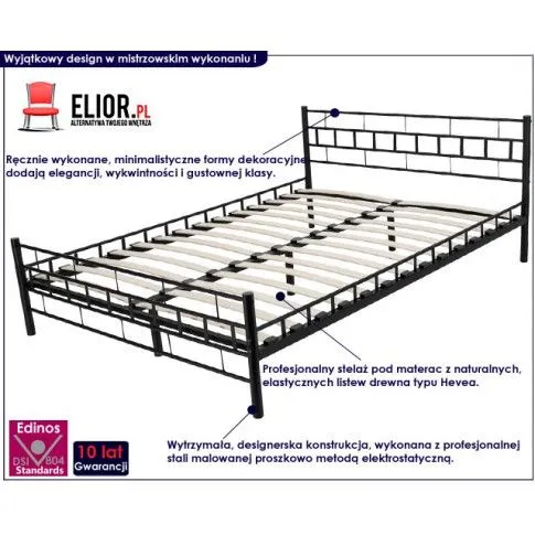 Zdjęcie czarne nowoczesne łóżko metalowe Artis 180x200 - Edinos.pl