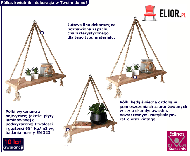 Wisząca półka Linet 3X