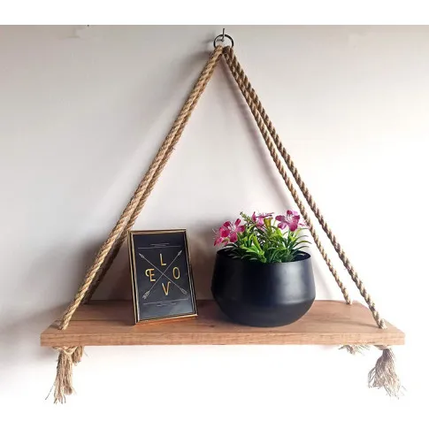 Wisząca półka do salonu Ignes 3X dąb craft złoty