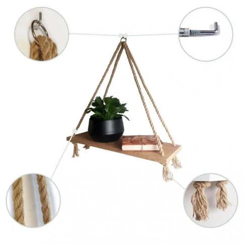 Zestaw wiszących półek dębowych do salonu Ignes 3X