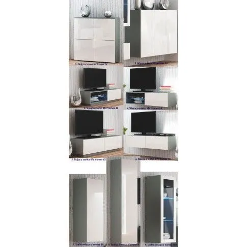 Szczegółowe zdjęcie nr 4 produktu Komoda wisząca Vitoria 3X - biały połysk + popiel