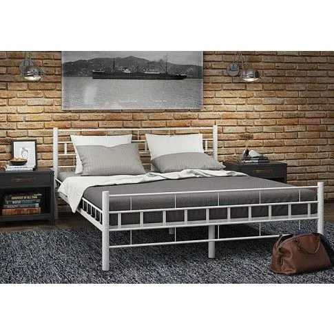 Fotografia Łóżko metalowe białe Dexos 140x200 z kategorii Łóżka i materace