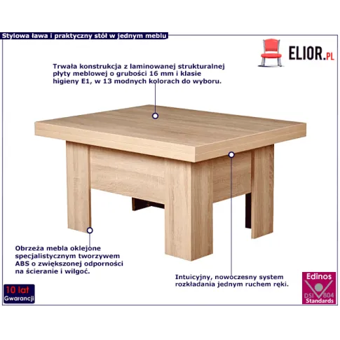 Rozkładany ławostół do salonu Rakel