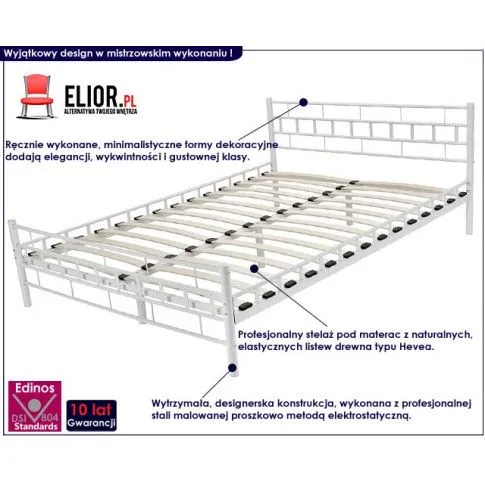 Zdjęcie nowoczesne łóżko metalowe Artis 180x200 białe - Edinos.pl