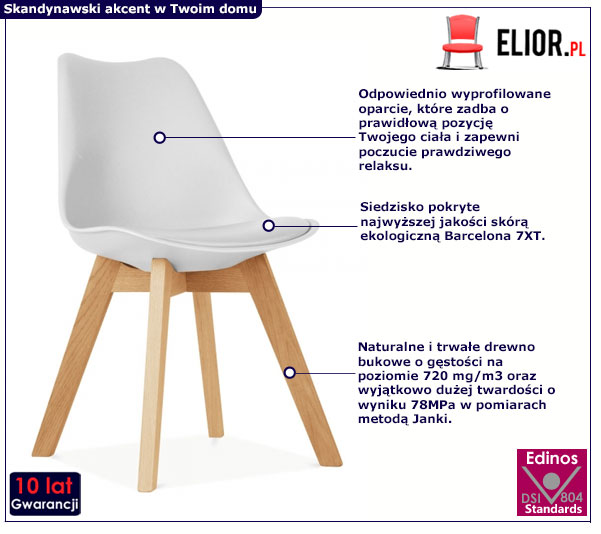 Białe skandynawskie krzesło Sarmel 2X