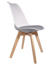 Biało-szare krzesło z tapicerowanym siedziskiem - Sarmel 2X w sklepie Edinos.pl