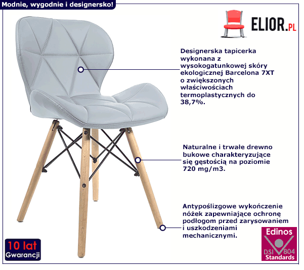 Szare krzesło pikowane Telix 2X