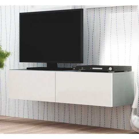 Zdjęcie produktu Wisząca szafka RTV Vitoria 7X - biały połysk + popiel.