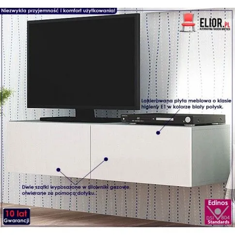 Fotografia Wisząca szafka RTV Vitoria 7X - biały połysk + popiel z kategorii Szafki