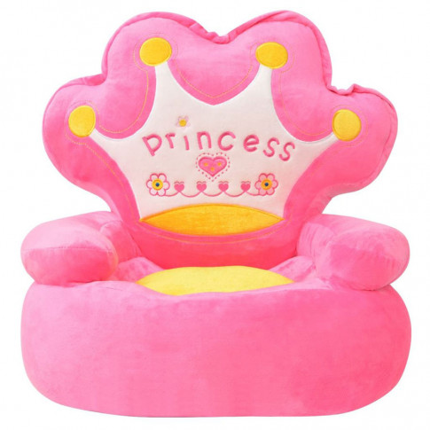 Różowy fotelik pluszowy dla dzieci księżniczka Noki