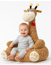 Brązowy fotelik dziecięcy pluszowy żyrafa - Almada w sklepie Edinos.pl