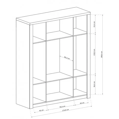 wnętrze szafy czterodrzwiowej Dagna