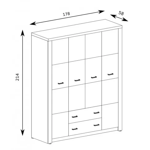 wymiary szafy czterodrzwiowej Dagna