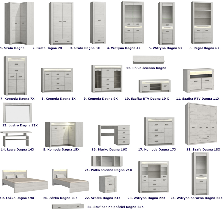 Kolekcja mebli z serii Dagna