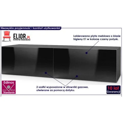 Fotografia Wisząca szafka RTV Vitoria 7X - czarny połysk z kategorii Szafki