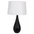 Czarna drewniana lampka stołowa z abażurem - M980-Olvina