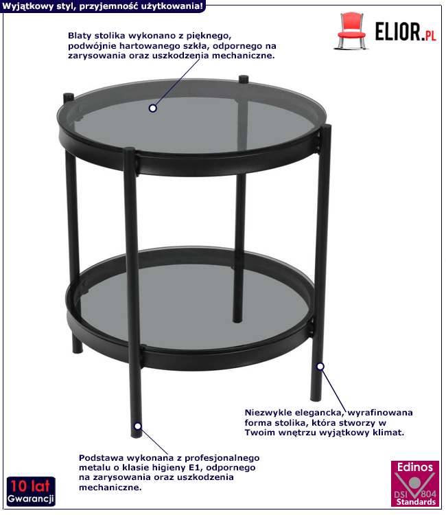 Szklany stolik kawowy Eworis 3X -do salonu