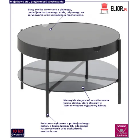 Czarny stolik Erlos szklany