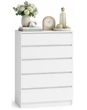 Biała wysoka komoda z szufladami - Selis w sklepie Edinos.pl