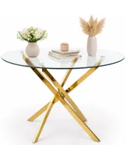 Szklany stół z okrągłym bezbarwnym blatem - Latika w sklepie Edinos.pl