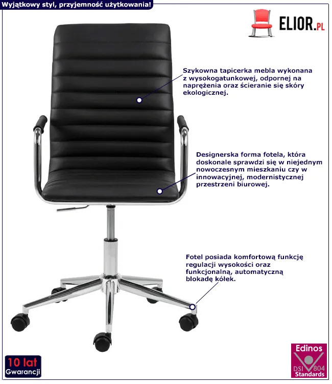 Designerski fotel gabinetowy Palva - czarny