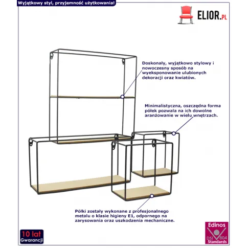 Loftowe półki Moxy minimalistyczne