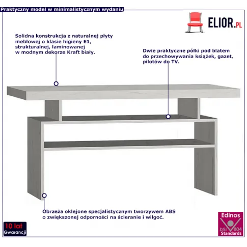 Ława stolik kawowy w kolorze kraft biały Dagna 14X
