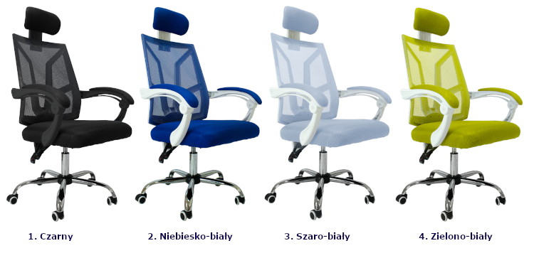 Produkt Biało-niebieski fotel biurowy - Roiso - zdjęcie numer 2