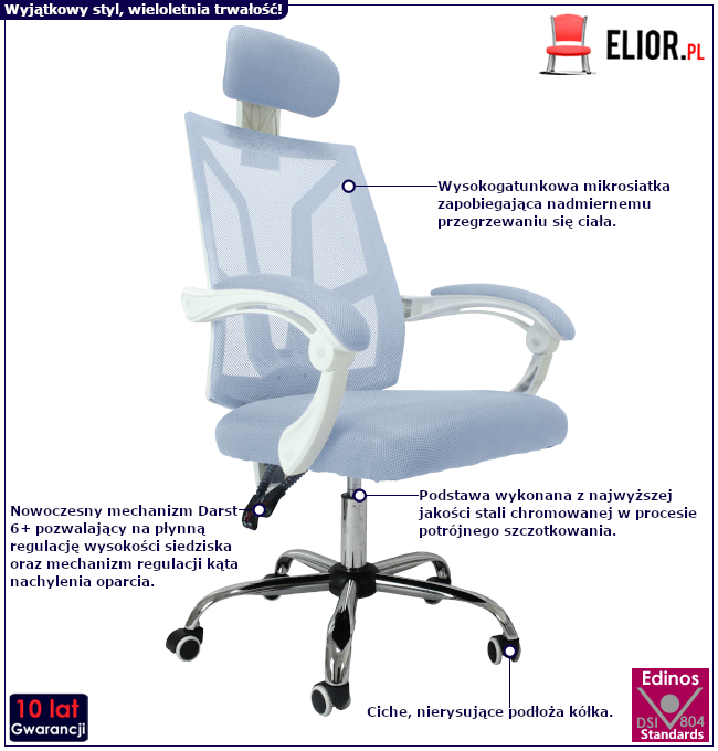 Produkt Biało-szare krzesło biurowe - Roiso