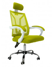 Biało-zielony fotel obrotowy do biura - Roiso
