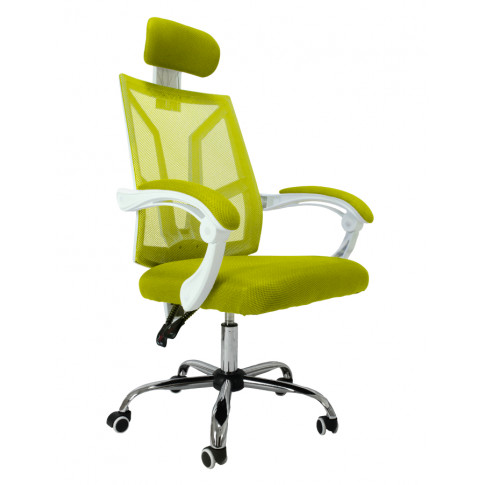 Biało-zielony fotel obrotowy Roiso