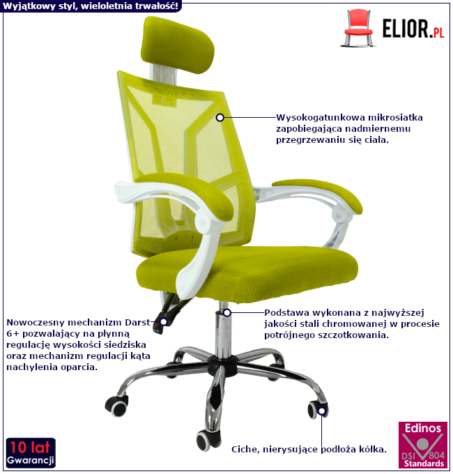 Produkt Zielony biurowy fotel obrotowy - Roiso