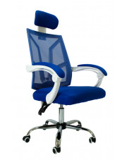 Biało-niebieski fotel biurowy - Roiso w sklepie Edinos.pl