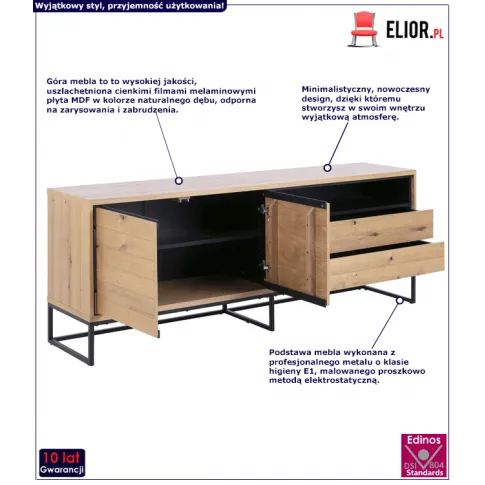 Loftowa komoda Tomla 3X dąb