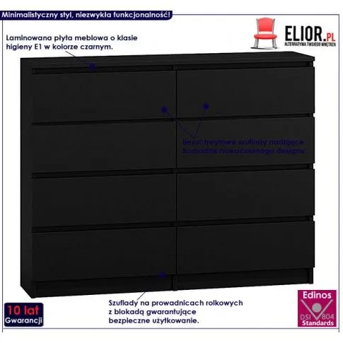 Fotografia Komoda Lonix 120 cm - czarna z kategorii Komody