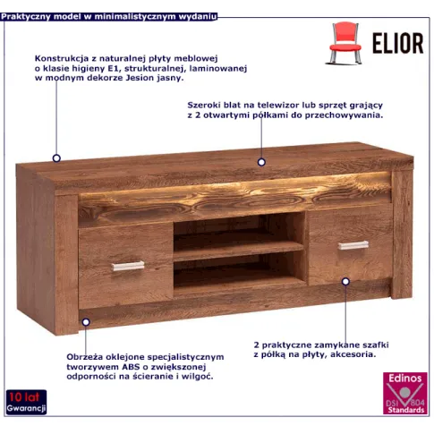 Szafka rtv z półkami w kolorze jesion jasny Dagna 10X
